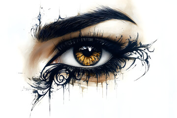 woman eye makeup, concept design tattoo