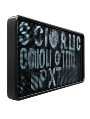 Digital Screen Displaying Light Blue Text on Transparent Background, PNG
