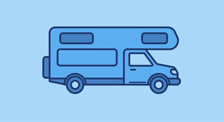 Vector Side View of Blue SUV &ndash; Sport Utility Vehicle, Campervan, or Motorhome Emoji Icon