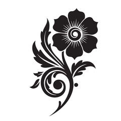 Elegant black and white floral swirl design perfect for decorative embellishments and design elements