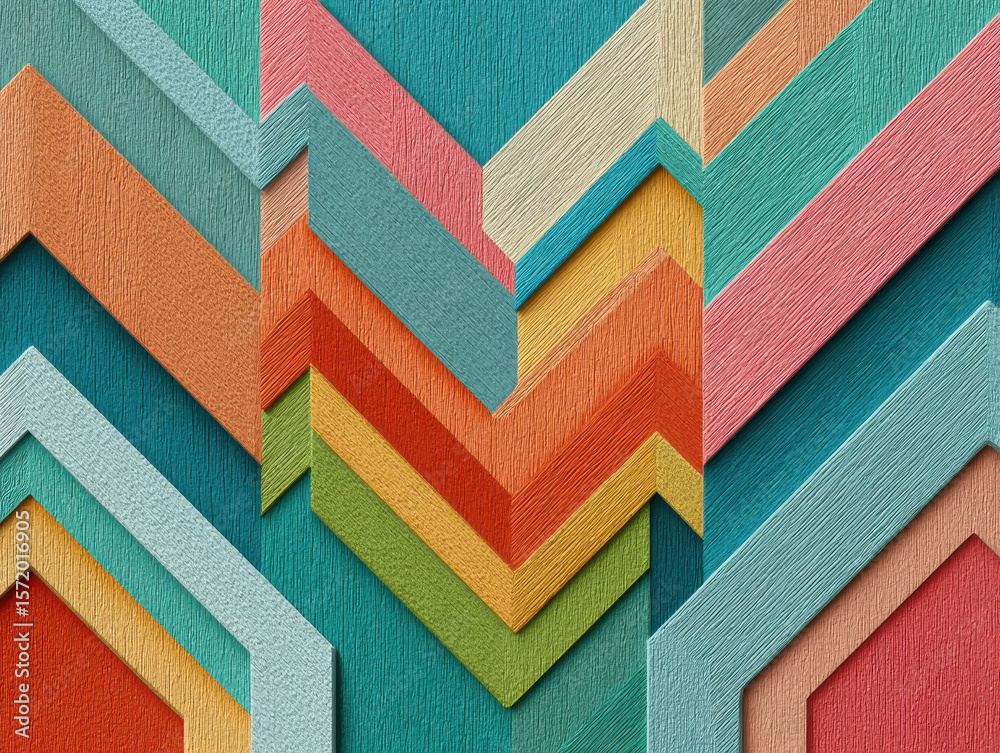 Poster textured chevron pattern with colorful retro design background