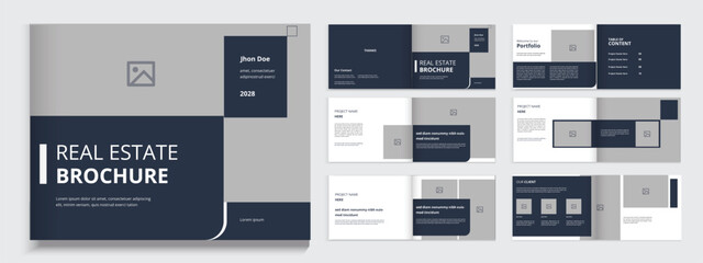 Landscape Real estate brochure design template layout, real estate portfolio brochure