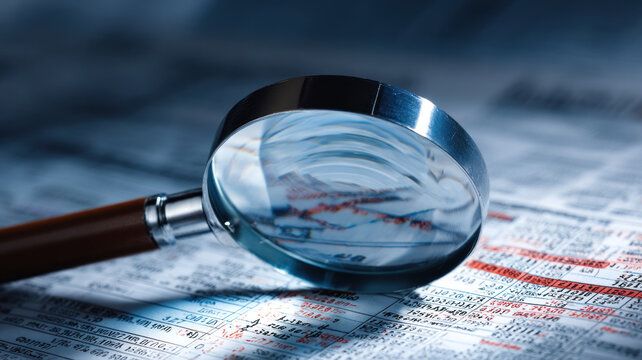 Magnifying glass over newspaper