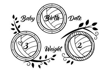 Black and white baby birth announcement design with date weight and baby details