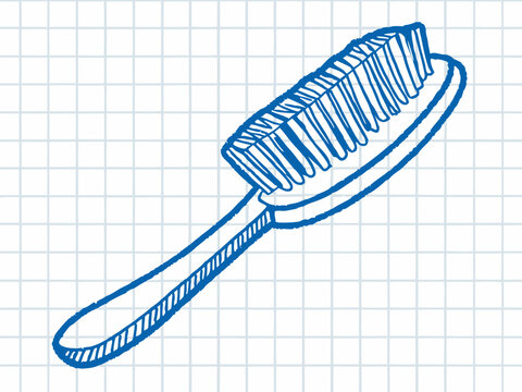 Hand-Drawn Style Hairbrush on Graph Paper Background for Beauty Blogs, Haircare Websites, Personal Grooming Content, and Fashion Articles  