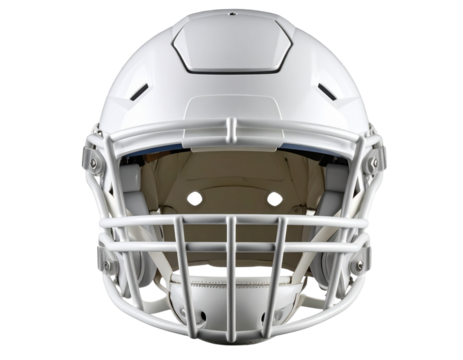 Front View of White American Football Helmet Mockup, Transparent PNG