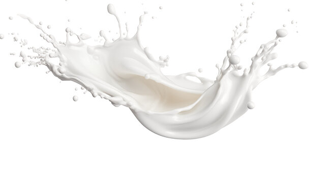 Fresh milk beautifully splatters on a black background, creating dynamic movement