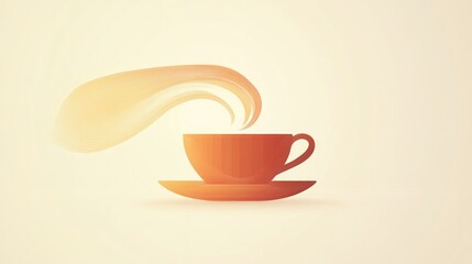 Obraz premium Hot Coffee Cup with Steam, Simple Illustration