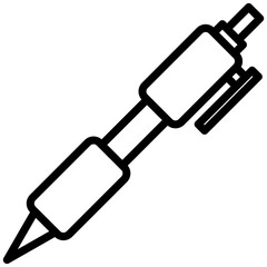 Black and white vector art shows outline of pen for writing notes.