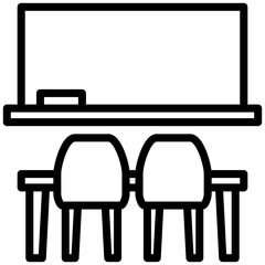 Minimalist illustration of a classroom, depicting education and learning environments.