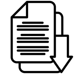 Simple download document vector graphic with arrow shows file transfer or data extraction.