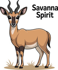 Fototapeta premium Cute cartoon a illustrator vector antelope