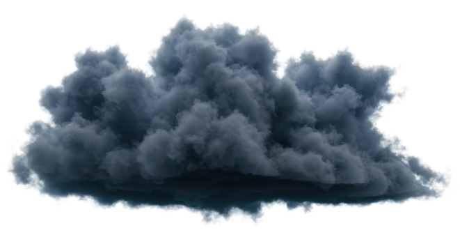 Isolated stormy cloud image for weather forecast and graphic design projects, dark sky element download