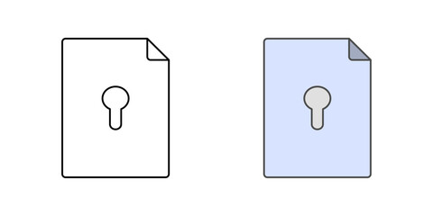 Encrypted file icon with file symbol and small keyhole integrated into the paper, perfect for file protection, secure storage, and digital privacy illustrations.