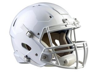 Three-Quarter Angle Mockup of White Football Helmet with Shadow, Transparent Background