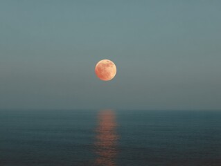 Stunning Massive Moonrise over Tranquil Ocean Premium Authentic Nature Wallpaper for Modern Wellness Marketing and Social Media Campaigns