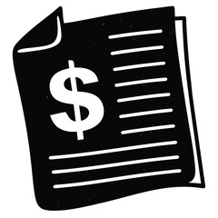 Dollar bill displays a financial symbol alongside document lines against a white background