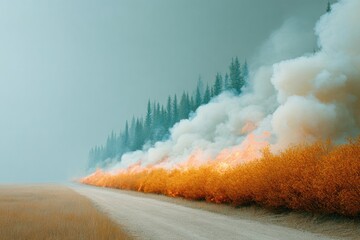 Professional Controlled Forest Fire Burn for Wildfire Prevention and Risk Management Modern Environmental Safety Campaign Content for Corporate Use