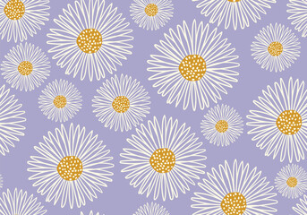 Floral Abstract Seamless Pattern, Suitable for Fashion Design, Decoration, Fabric, Wallpaper and Printing on Purple Background