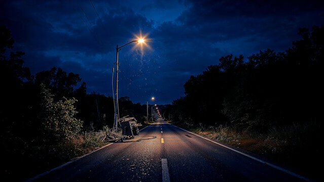 Foggy road outside Karachi resembling Malir at night