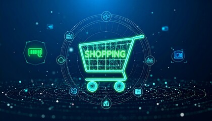Digital shopping cart graphic