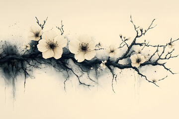 grunge floral background, concept design tattoo