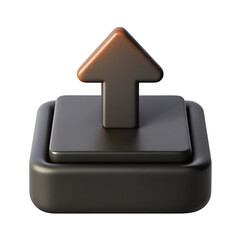 3d realistic dark gray upload button icon isolated on transparent background