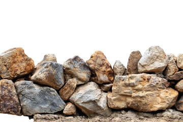 3D Render a stone wall with a bunch of rocks on top