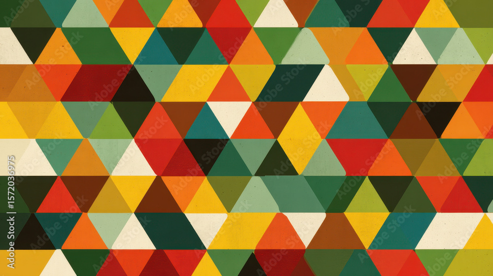 Poster retro geometric triangle pattern - colorful and abstract background
