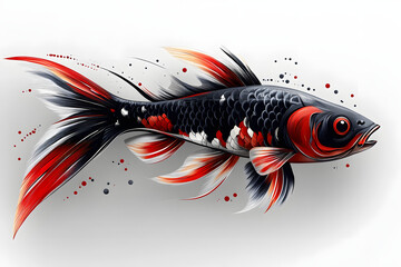 siamese fighting fish, concept design tattoo
