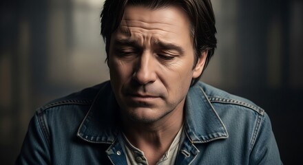 Obraz premium Pensive Man, Portrait Photography A Study in Emotion