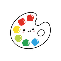 Cute Kawaii Artist Palette with Colorful Paints