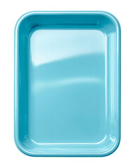 Light Blue Glossy Rectangular Tray on Transparent Background, PNG