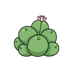Cartoon Cactus with Flower - Cute Botanical Illustration