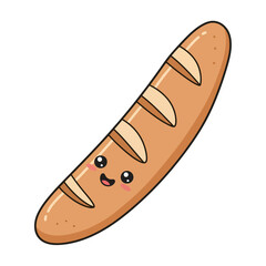 Cheerful Baguette: Kawaii Food Illustration