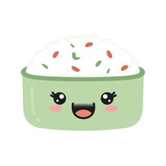 Kawaii Rice Bowl: Cute Food Illustration