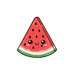 Kawaii Watermelon Slice with Smiling Face