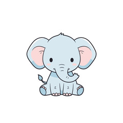 Kawaii Elephant Illustration: Cute and Playful Design