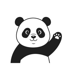 Panda Waving Hand: Cute Cartoon Illustration