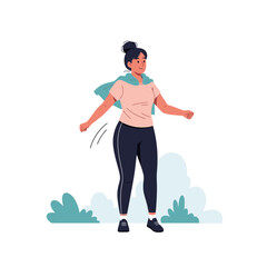 Relaxed Posture: Woman Stretching Outdoors Illustration