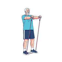 Resistance Band Exercise: Senior Man's Fitness Routine