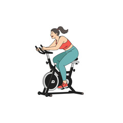 Indoor Cycling Workout: Woman on Exercise Bike Illustration