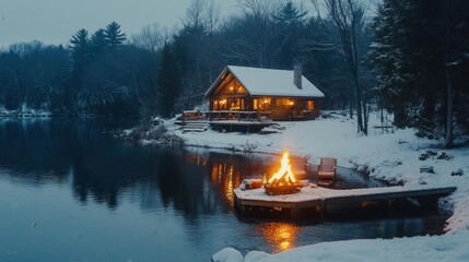 Fototapeta premium house on the river