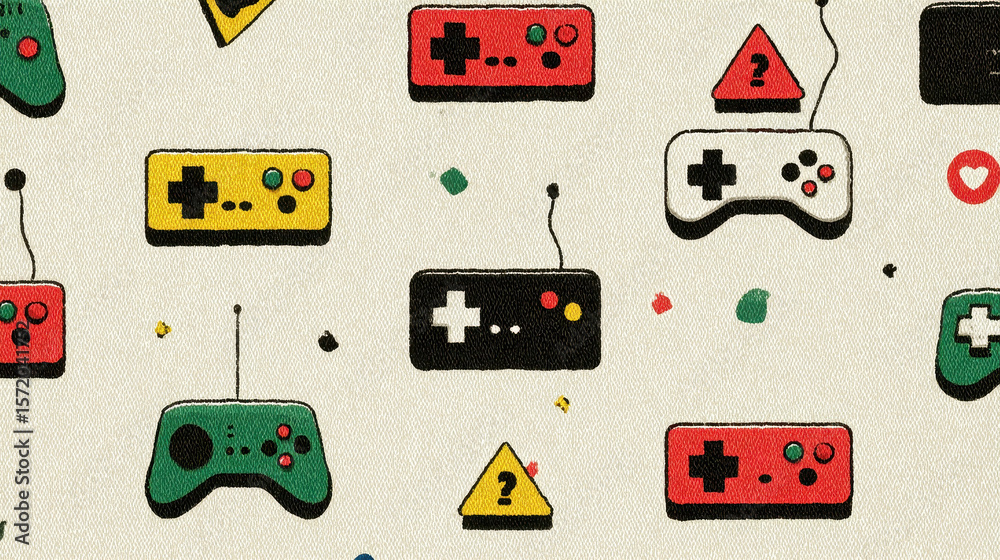 Poster retro video game controller pattern