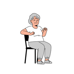 Senior Woman Exercising in Chair - Line Art Illustration