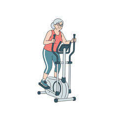 Senior Woman Exercising on Elliptical Trainer