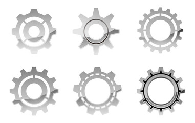 metallic Gear Icon Set - Vector Collection of Gears stock illustration