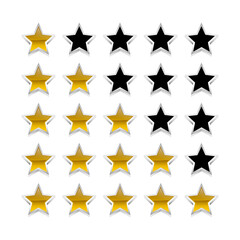 Stars rating collection realistic 3d cartoon set style vector illustration stock illustration