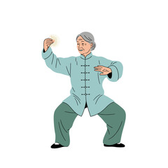 Senior Woman Practicing Tai Chi, Healthy Lifestyle