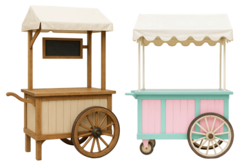 Vintage & Pastel Wooden Market Stalls Set